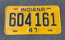 RARE 1947 INDIANA LICENSE PLATE ALL ORIGINAL PAINT NICE CHEVY FORD DODGE