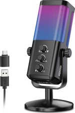 USB Gaming Microphone with Game Chat Balance, RGB Condenser Mic with Noise Ca...