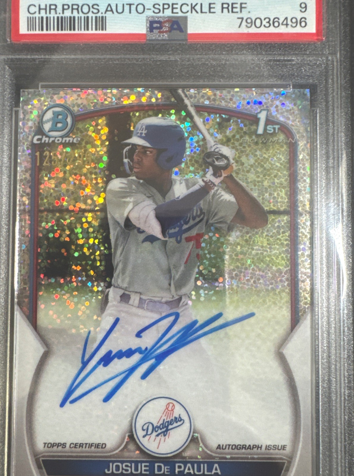 2023 Bowman - Chrome Prospect Auto Josue De Paula #CPA-JDE Speckle /299 Psa 9