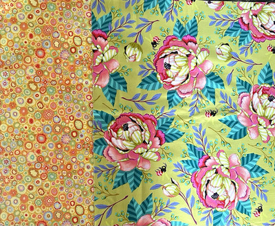 Tula Pink Moon Garden KABLOOM DAWN 1/2 Yd & Kaffe Fassett Paperweight 1/2 Yd LOT
