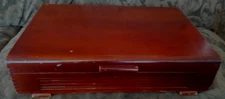 Vintage Wooden Anti-Tarnish Silverware Flatware Storage Chest Box Felt Lined 