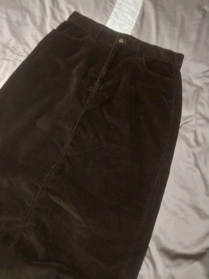 Eddie Bauer Y2K 棕色灯芯绒长裙 Preppy Boho Cottagecore 尺寸 10 Y2k  — 第 4/4 张图片