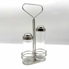 ALESSI DESIGN CASTIGLIONI set menage olio aceto PHIL Acciaio Vetro vintage 1980