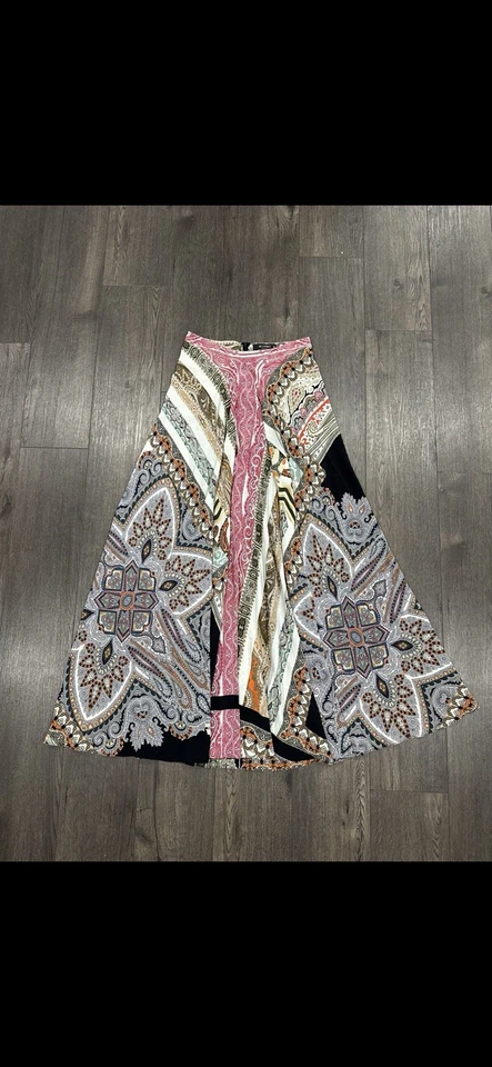 Maxi Falda Etro Italia Mujer Talla 42 Multicolor Seda Estampado Floral Cremallera Lateral Foto 2 de 4