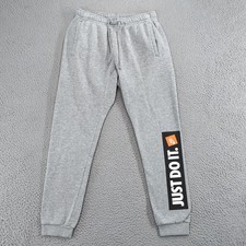 Nike Sweatpants Mens Small Gray Just Do It Joggers French Terry Athletic Lounge