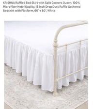 KRISHNA Ruffled Bed Skirt with Split Corners Queen, 100 Microfiber.. 18 inch .