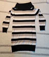 Say What? Sz XL Cowl Neck Long Sleeve Stripe Knit Sweater Dress