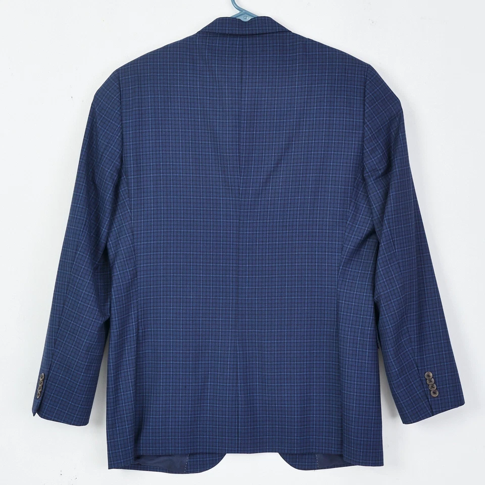Casaco esportivo David Donahue masculino azul marinho 44L xadrez 100% lã blazer Connor SPJ - Imagem 4 de 4