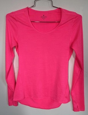 Athleta Shadow Stripe Chi Long Sleeve Performance Top Thumbholes Women's S