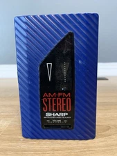 Vintage Sharp AM FM Cassette Player Model JC 136 Blue Portable Tested Working