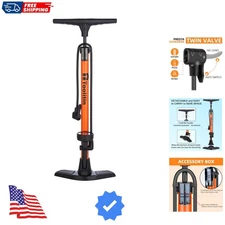 Floor Bike Pump with Gauge,160 PSI High Pressure,Bicycle Pump Compatible with...