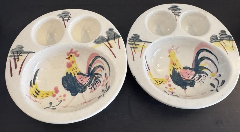 2 Vintage Betson’s Japan Rooster Chick Breakfast Bow/Plate  Cottage Core