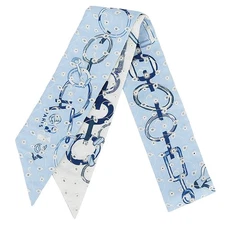 HERMES Twilly Broderie Anglaise Drebucule Blue White Marine 7186