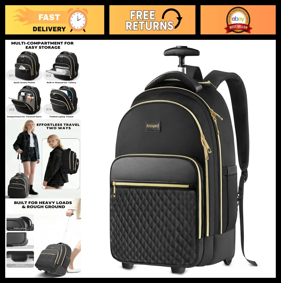 Wheels/Rolling Backpacks Unisex Adult Travel Luggage for sale | eBay
