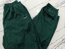 Vintage Adidas Originals Men's Green Track Pants Size 2XL Nylon Zipper Ankle
