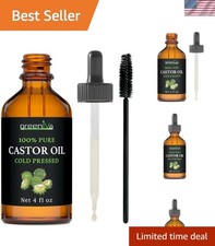 100 Pure Cold-Pressed Castor Oil - Ultimate Hair, Skin Eyebrow Solution, 4oz