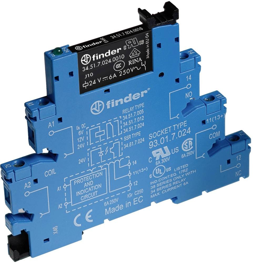 Relais Finder 38.51 230V Commutation Haute Précision 6A pour Rail DIN