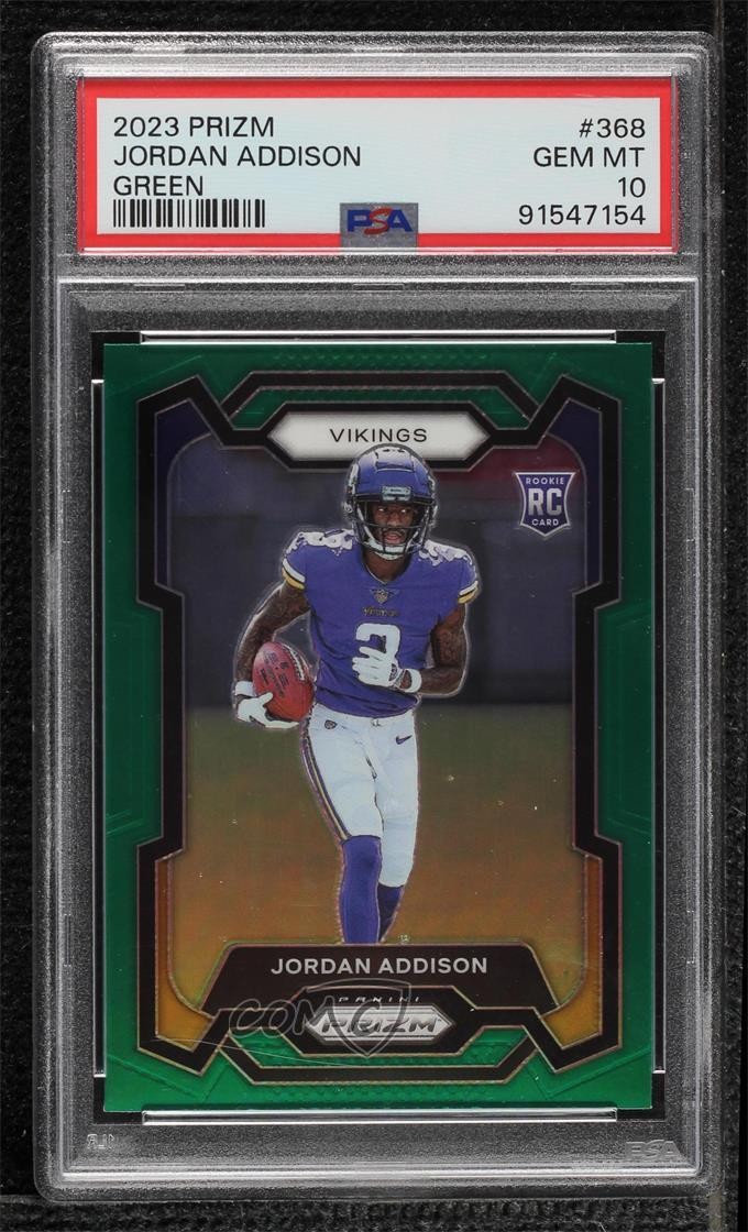 2023 Panini Prizm Rookies Green Jordan Addison #368 PSA 10 GEM MT Rookie RC v9t
