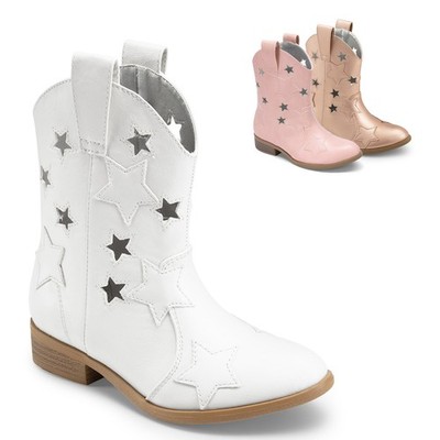 Sparkly Girls Cowgirl Boots Western Mid-Calf Star Riding Shoes