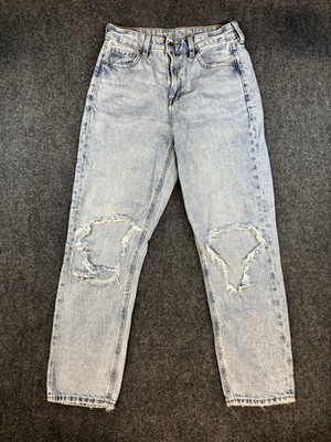 American Eagle Straight Mom Jeans Womens 4  Distressed Denim Cotton