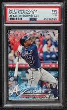 2018 Topps Holiday WalMart Mega Box Metallic Snowflake Ronald Acuna Jr PSA 7 t1s