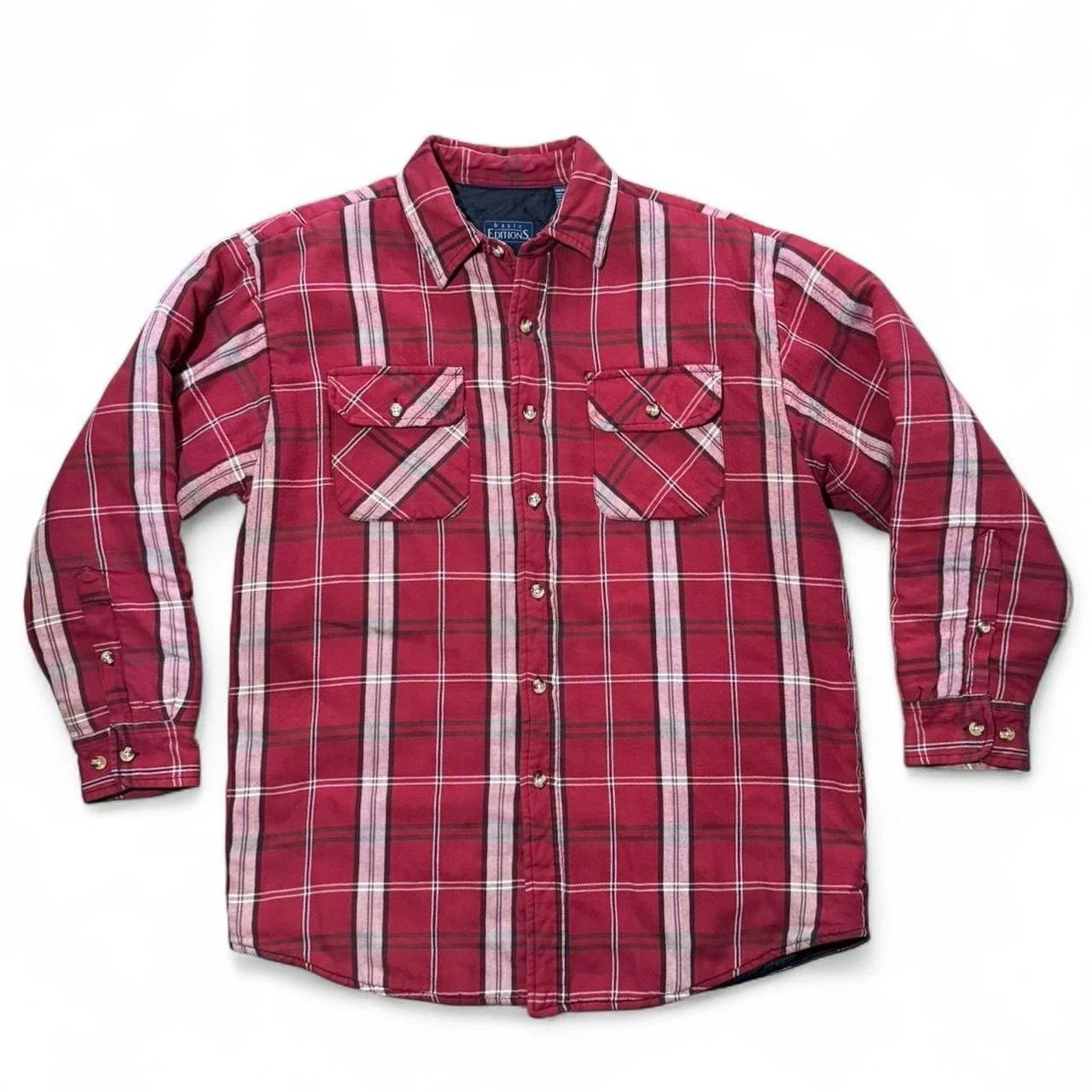 Vintage Y2K Quilted Inline Red Flannel Workwear Outdoors Button Up Jacket Medium