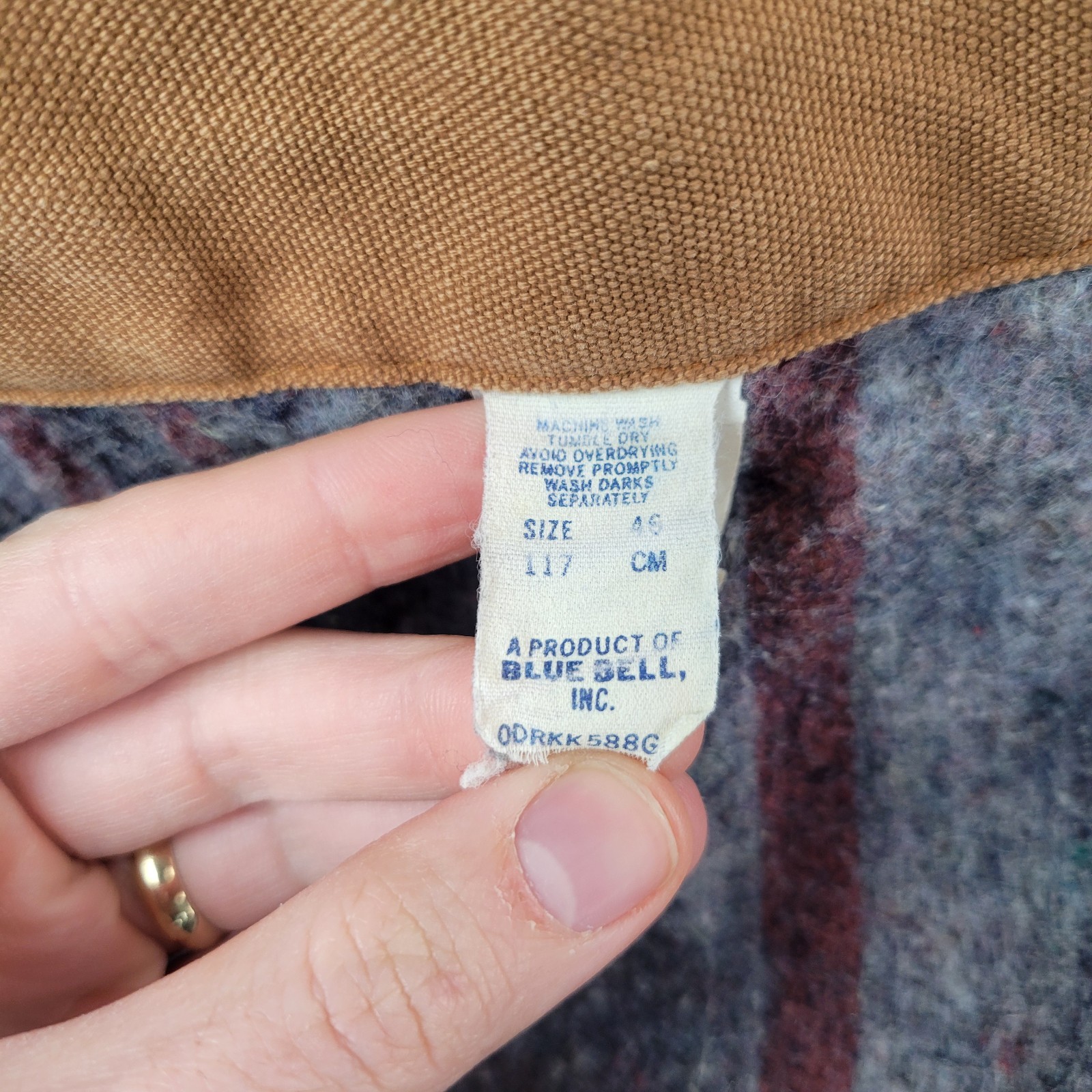 VTG Blue Bell Brown Tan Canvas Blanket Lined Chore Jacket Size 46 Detroit