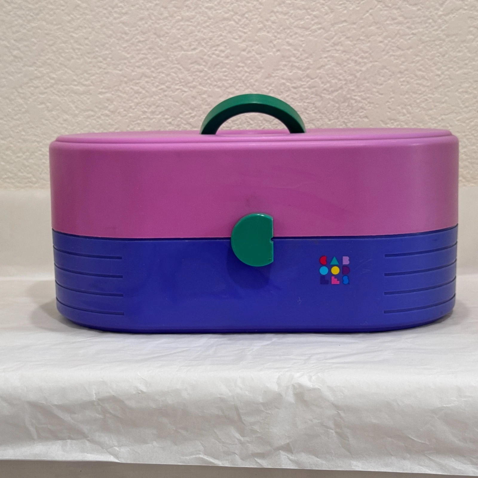 Vtg Caboodles 2650 Large 3-Tier Makeup Case Purple Pink Teal USA Organizer