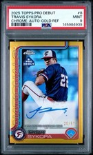 2025 Topps Pro Debut Chrome Travis Sykora #PDC-8 Gold Refractor Auto #/50 PSA 9