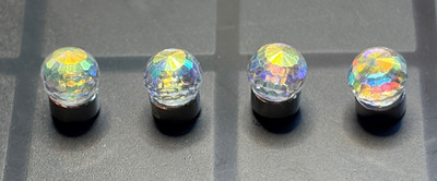 2 X PAIRS MULTI FACETED BALL AURORA CRYSTAL SILVER PIERCED EARRINGS