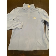 The North Face TKA 100 Fleece Pullover Women Large Light Blue Quarter Zip Jacket