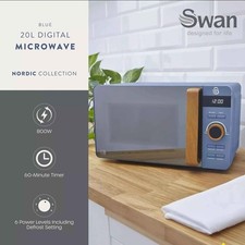 Swan Nordic LED Digital Microwave 20L 800W Blue