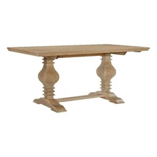 Linon Larson Pine Wood Double Pedestal Dining Table in Rustic Honey Brown