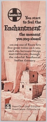 1952 Santa Fe Railway Vintage Print Ad Southwest Cliff Dwellings Train Travel RR
