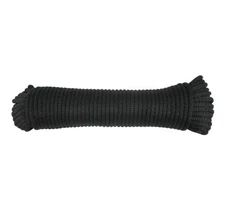 3/16 inch Black Dacron Polyester Rope - 100 Foot | Solid Braid - Industrial G