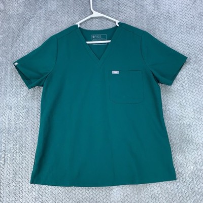 Figs Catarina Technical Collection Pocket Green Scrub Top Womens Large