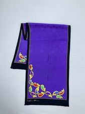 ANNE KLEIN women s Pure Silk Scarf In Purple W A Paisley Design In EX.COND59"/15