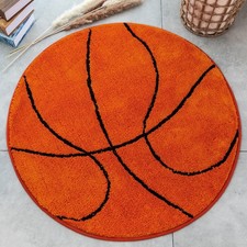 Fancytan Basketball Rug 31 Inch Round Rugs for Boys Bedroom, Kids Room