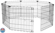Amazon Basics Foldable Octagonal Metal Exercise Dog Playpen - Indoor/Outdoor,