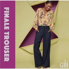 Cabi Finale Trouser 6425 Linen Blend in Navy Blue Size Medium