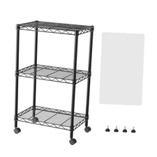  3 Small Shelves Storage Shelf Wire 3-Black 11.5"D X 17.5"W X 30.5"H Black