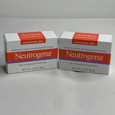 Lot of 2 Neutrogena Transparent Facial Bar Soap Acne-Prone Skin 3.5oz NIB NWT