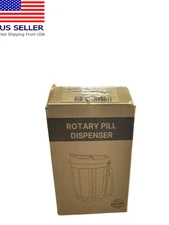 Large Rotary Medication Pill Dispenser 5 Compartments w Labels 