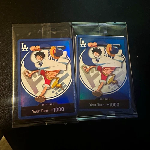 2 LIMITED EDITION 2026 One Piece Monkey D Luffy LA Dodgers Promo Cards (SEALED)