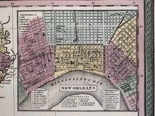 Louisiana state w/ New Orleans city plan 1855 Cowperthwait lovely hand color map Louisiana state w/ New Orleans city plan 1855 Cowperthwait lovely hand color map - Image 1