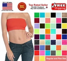 Basic Colors Stretch Strapless Layering TUBE TOP BRA Plain BANDEAU Underwear Tee
