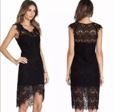 Free People, “Peek A Boo” Body Con Dress, Black lace, Size xs