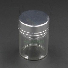 5pcs 15ml 40mm x 30mm  Empty Clear Glass Bottles Storage Vials Silver Al Cap