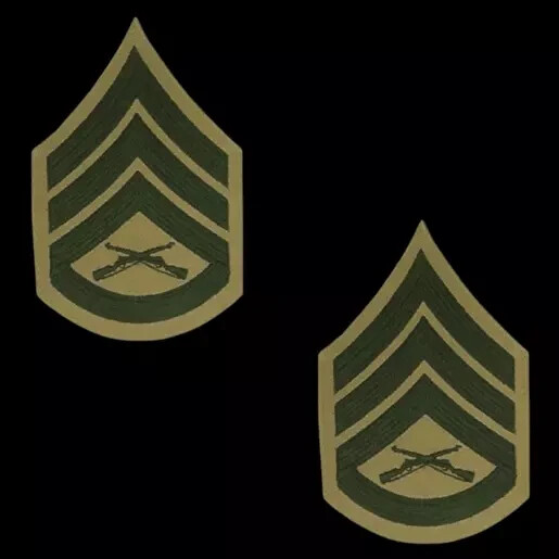 2 STAFF SERGEANT SSGT E6 CHEVRON KAKI GREEN PATCH SET US MARINE PIN UP UNIFORM