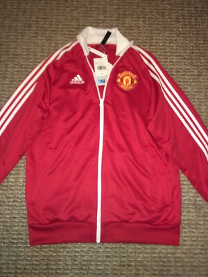 Adidas Manchester United Men's Track Jacket Top Red White Full Zip